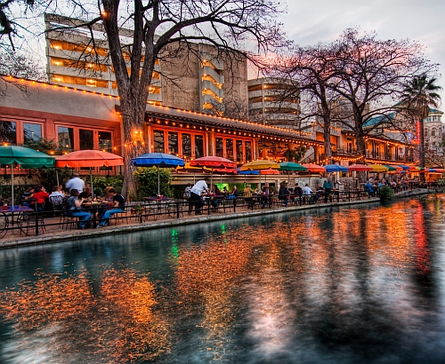 The river walk in San Antonio, Texas